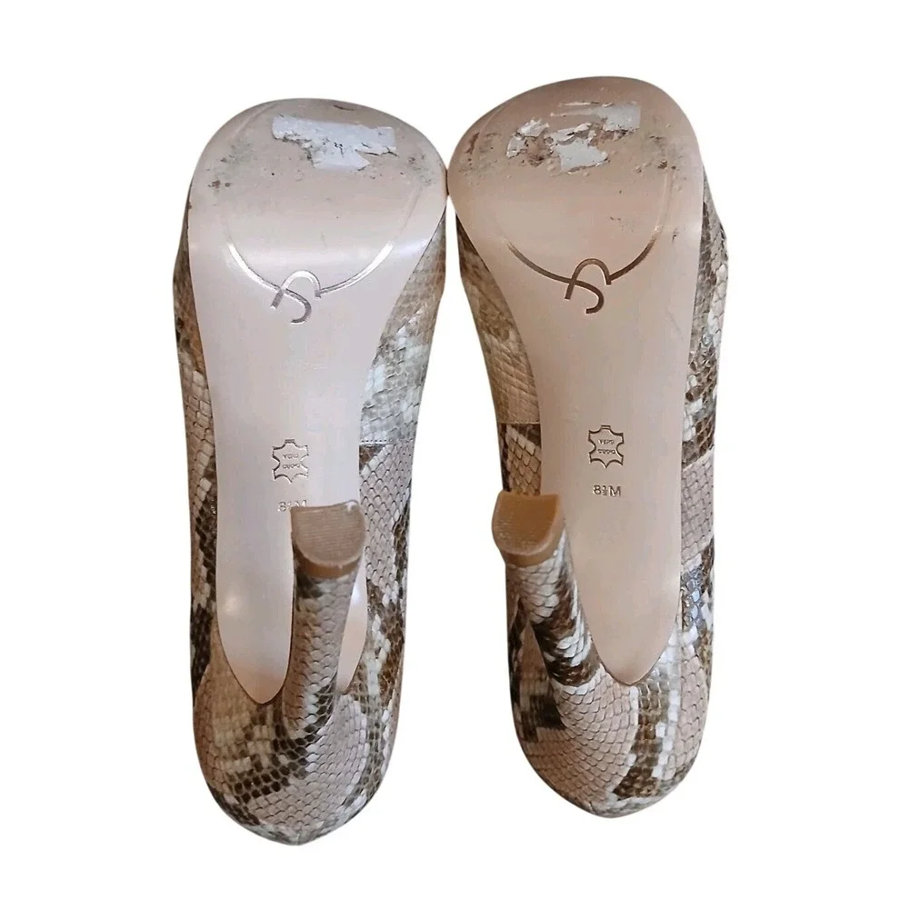 Joan & David Ivory Silver Leather Pumps 5' Heels Shoes Women's 8 1/2 M #1039‎